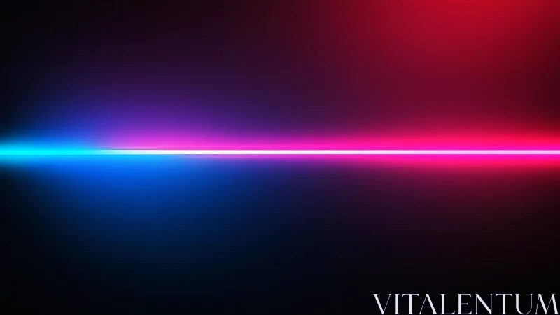 Vibrant neon light beam gently divides a glowing dark space
