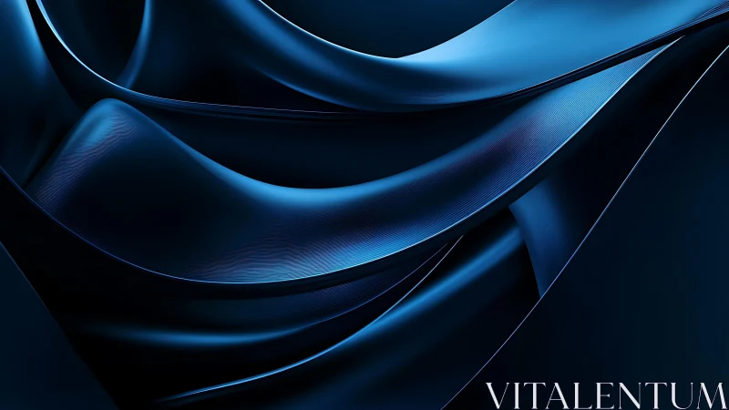 Abstract metallic blue waves in digital 3D rendering style.