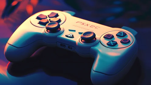 Glowing gaming controller with stunning neon lighting effects.