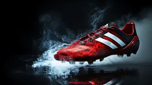 Red sprinting phantom burns across a smokey midnight field