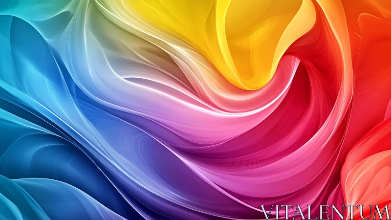 Multicolor flowing gradient waves in abstract composition.