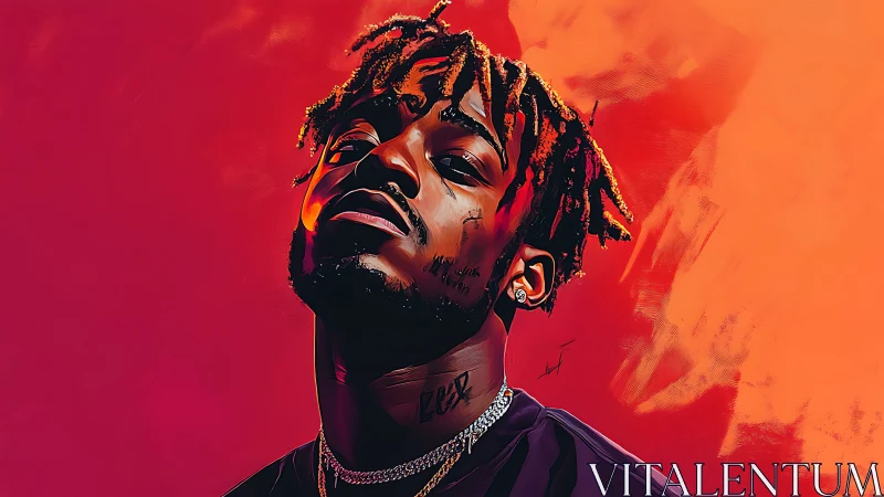 Digital portrait of confident man rendered in bold neon hues