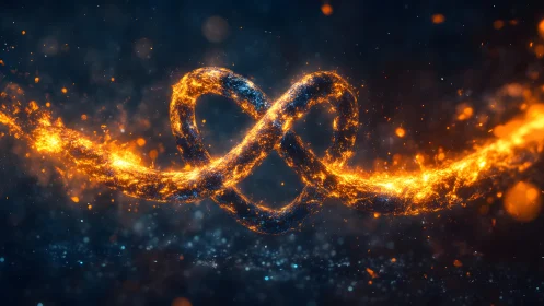 Glowing Infinity Symbol in Fiery Abstract Digital Art Style.