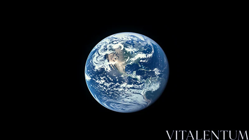 Solitary blue planet drifts like a marble in cosmic midnight.