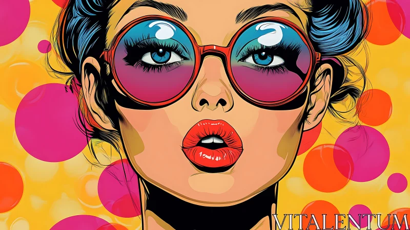 Pop diva in neon bubble shades, paused mid-colorful gasp.