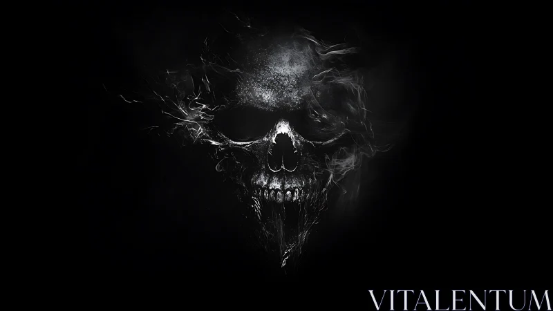 Whispers of a smoky skull glow gently in the dark void