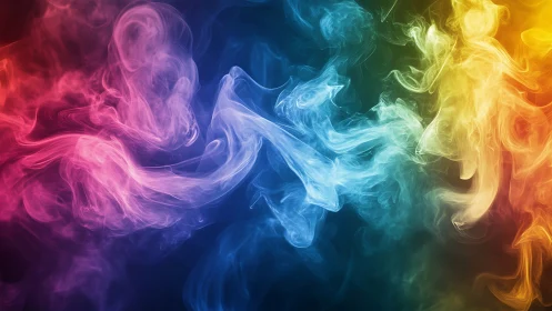 Chromatic smoke wave abstraction in digital painting format.