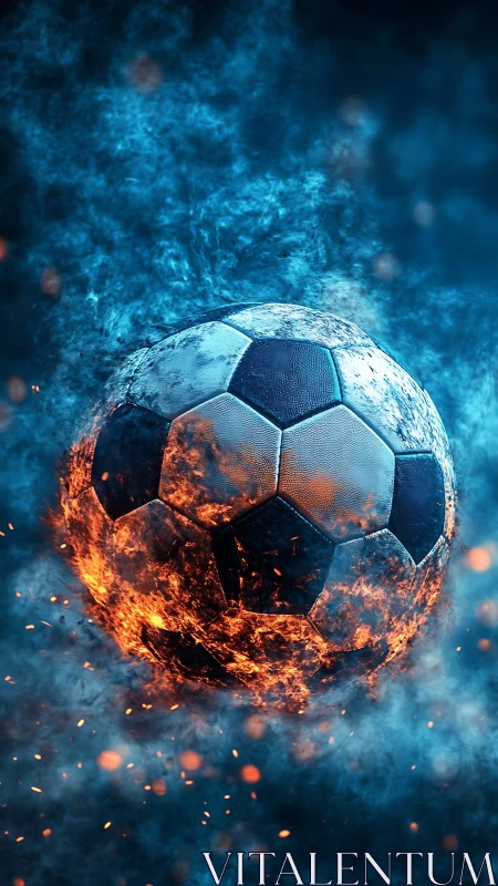 Combustive football macro rendered in high dynamic contrast.