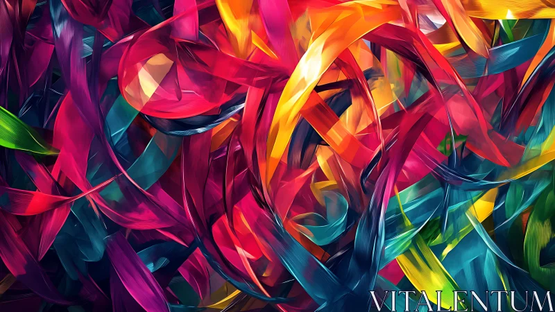 Interlaced digital ribbons form a dense multicolor abstraction