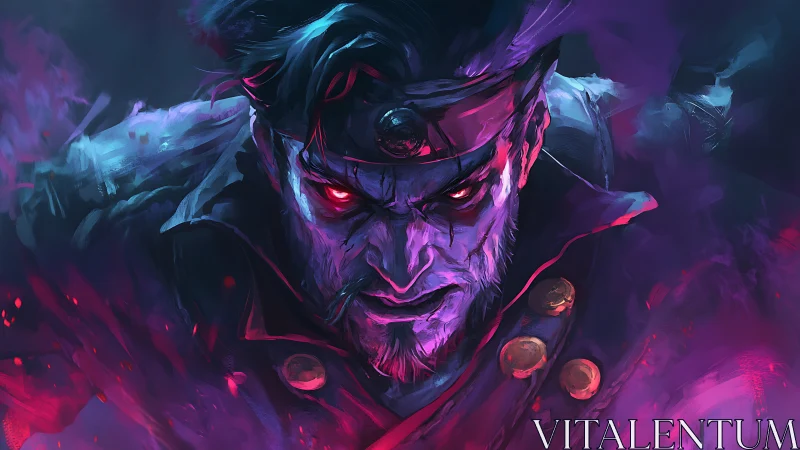 Brooding sorcerer meets glowing neon magic in a stormy gaze