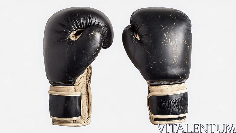 Weathered Black and Tan Boxing Gloves Pair