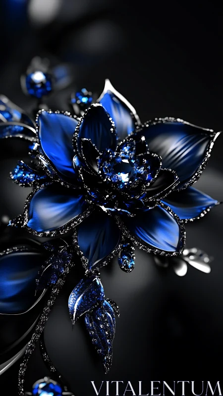 Midnight Sapphire Bloom: Crystalline Flower Sorcery.