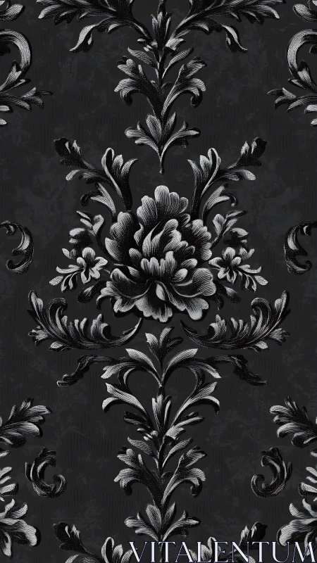 Baroque shadows pirouette through silver damask blooms