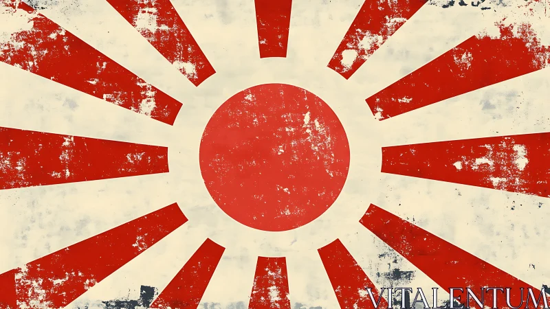 Sunburst retro flag with weathered, story-rich rays.