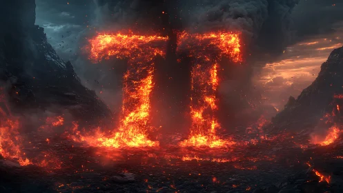 Incandescent Bracket Structure with Volumetric Particle Emission in Dystopian Volcanic Environment