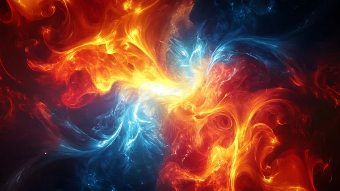 Thermodynamic plasma vortices colliding in chromatic turbulence.