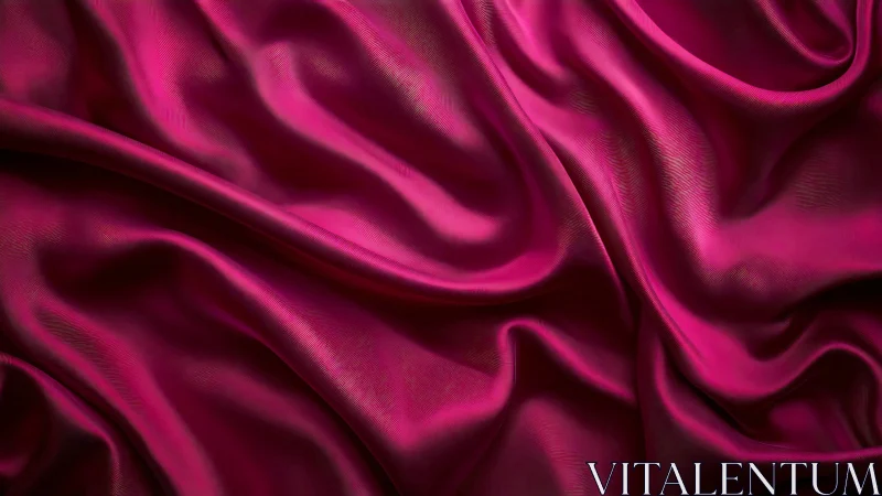 Magenta satin fabric with deep directional folds and light reflections.