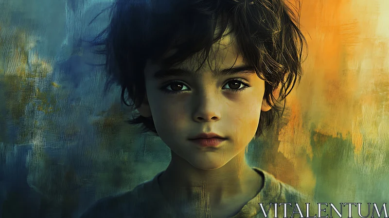 Young child portrait with chromatic light gradient background