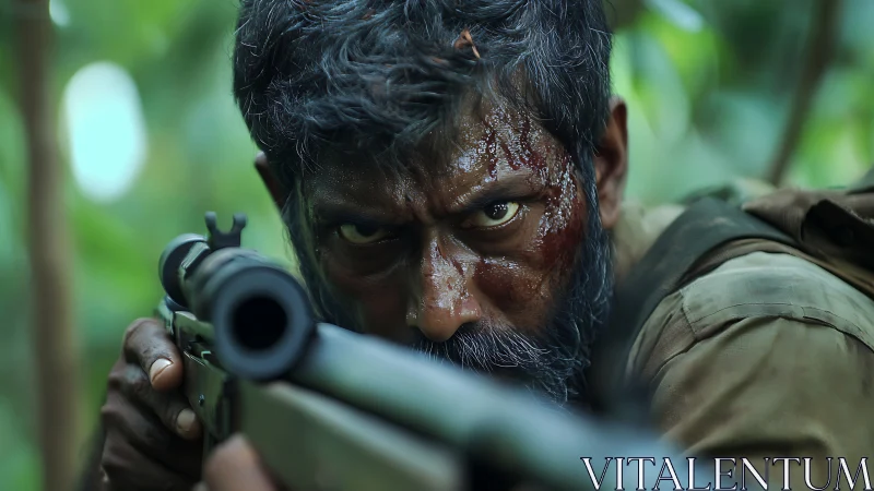 Bloodstreak sniper locked in jungle-green resolve gaze.