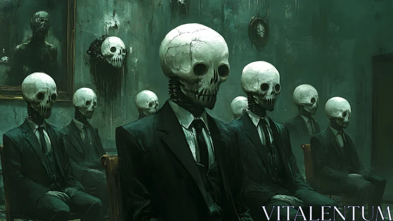 Boardroom of the Bone-Tied Gentlemen in emerald gloom.
