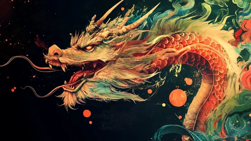 Mythic serpentine dragon with luminous scales in motion.