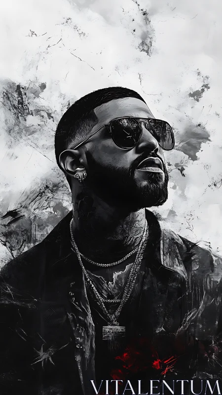 Monochrome hip hop portrait with abstract urban grit.