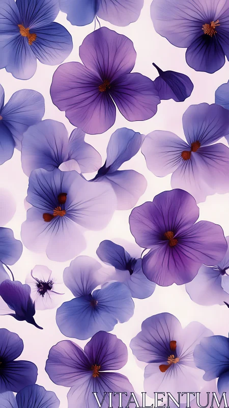 Ethereal Cascade of Purple Petals and Golden Light.