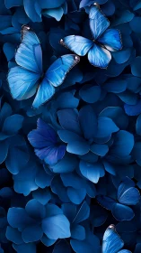 Midnight sapphire butterflies drifting on velvet petals.