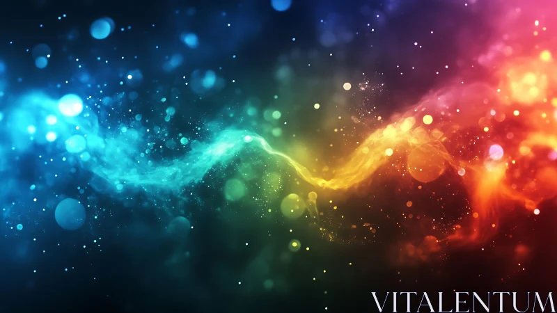 Cosmic rainbow currents swirl through glittering stardust space.