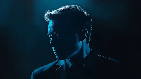 Moody blue portrait captures a quiet, reflective moment