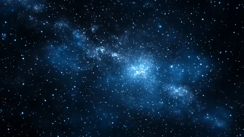 Dense blue star field extends across dark interstellar space