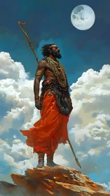 Moonlit sage on storm-brushed clouds of blazing destiny.