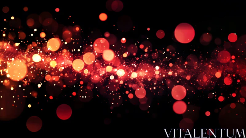 Vibrant red bokeh lights on black background, festive abstract art.