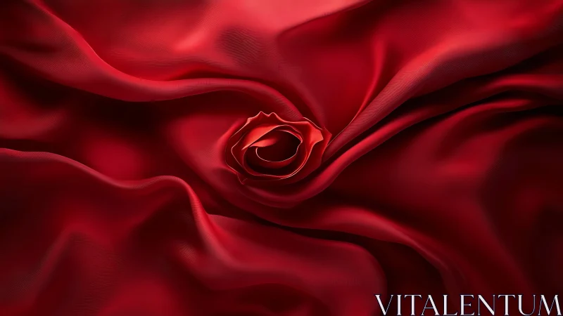 Crimson Rose in Silk: Romantic Luxury Textured Floral