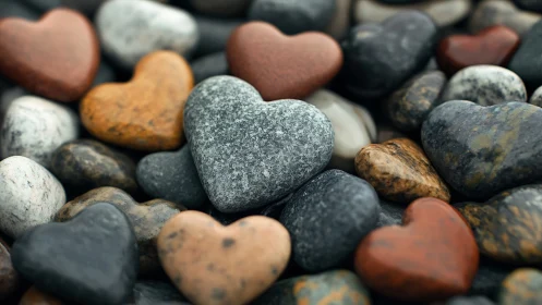Heart-Shaped Stone Composition with Depth of Field.
