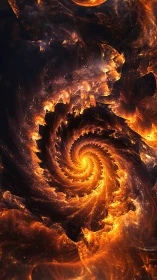 Fiery fractal vortex renders a luminous spiral inferno in space