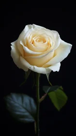 A Cream and Peach Rose Blooming in Soft Light.