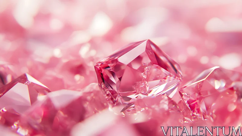 Pink faceted crystal cluster is rendered in shallow macro focus