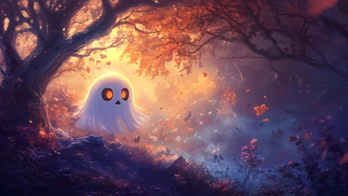 Glowing forest ghost drifting through enchanted twilight.