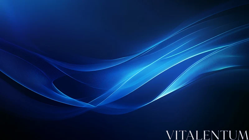 Blue abstract light waves on dark gradient background.