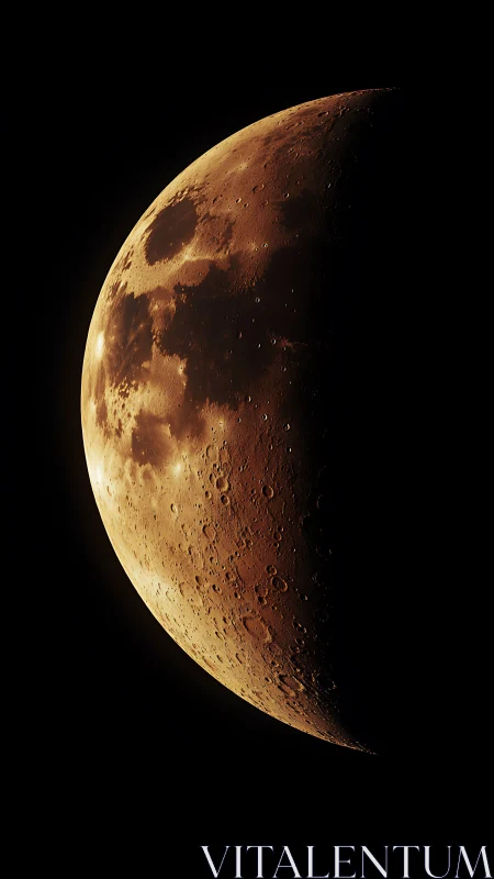 Copper Crescent Moon Sailing Through Silent Cosmic Ink.