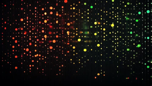 Cyberpunk bokeh data streams with radial gradient spectrum.