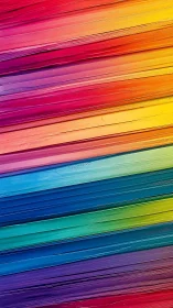 Striated rainbow impasto bands in diagonal chromatic motion.