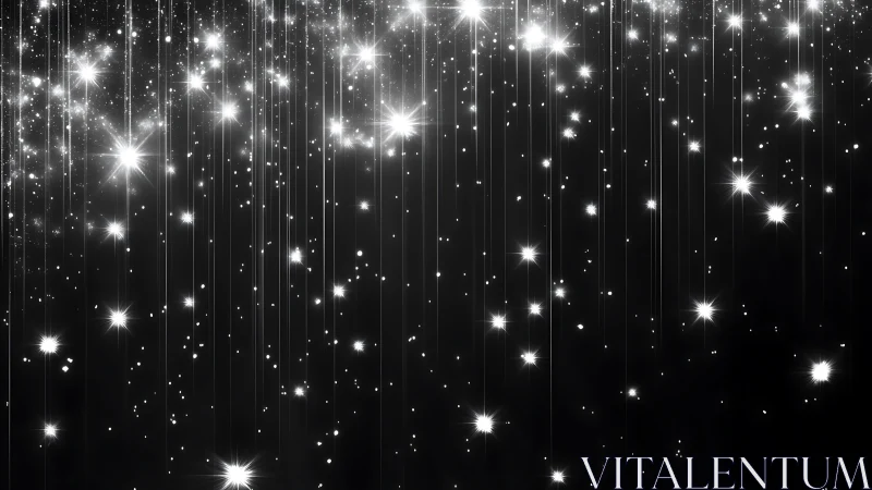 Falling starlight cascades across a shimmering night sky