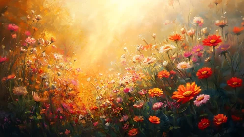 Floral Field Study with Warm Light