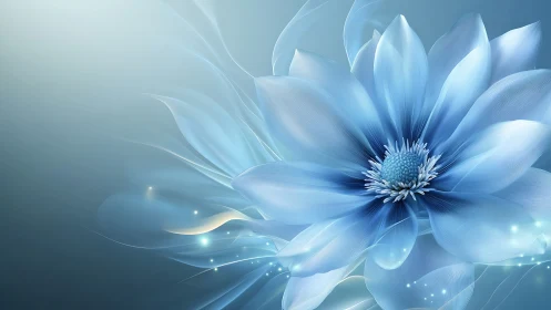 Luminous Blue Blossom with Ethereal Motion Effect