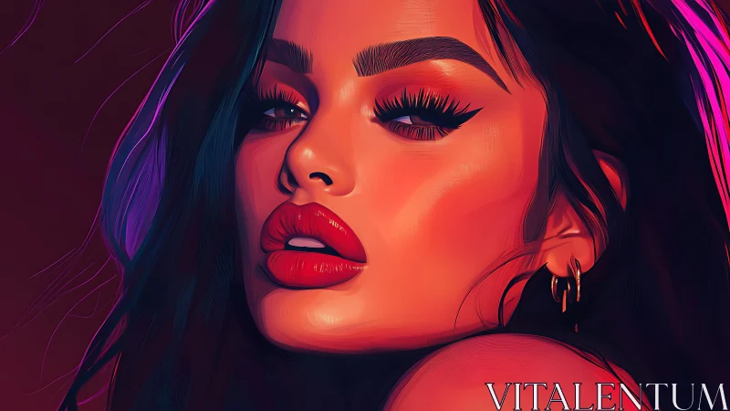 Vivid digital portrait shows woman in saturated neon light