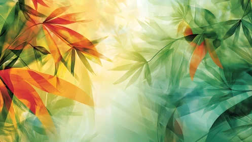 Abstract foliage composition in warm and cool gradients.