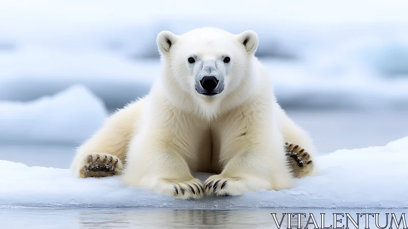 Chill monarch of melting ice floes lounges in quiet wonder.