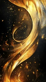 Curved golden light ribbons twist across dark background